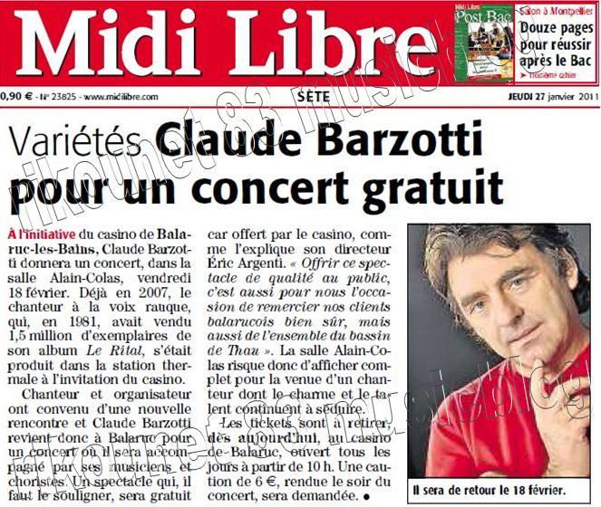 article de presse Midi libre du 27 janvier 2011